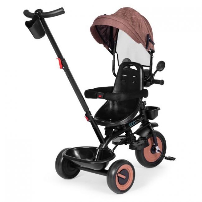 Tricicleta 3 in 1 pentru copii, scaun rotativ 360°, roti din spuma eva, ecotoys wql-066-51 - bej - resigilat edeediwql-066-51beige_resigilat