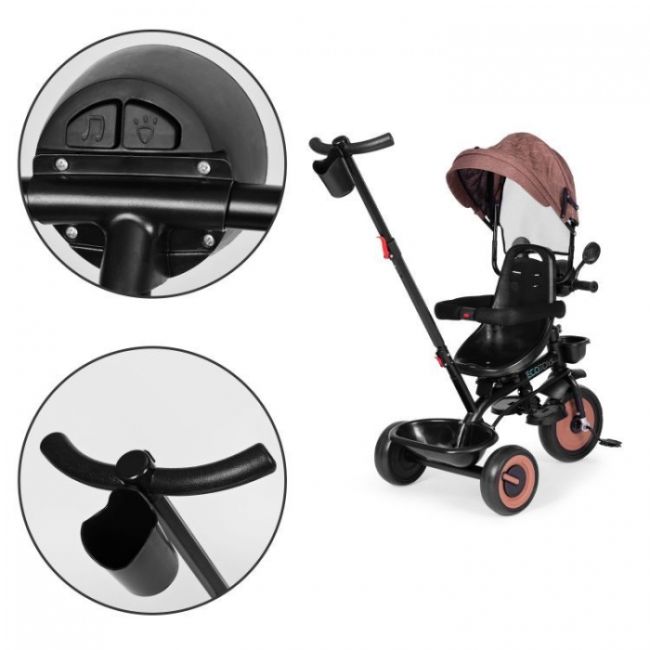 Tricicleta 3 in 1 pentru copii, scaun rotativ 360°, roti din spuma eva, ecotoys wql-066-51 - bej - resigilat edeediwql-066-51beige_resigilat