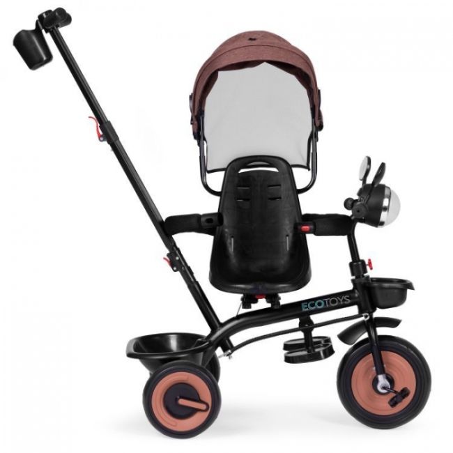 Tricicleta 3 in 1 pentru copii, scaun rotativ 360°, roti din spuma eva, ecotoys wql-066-51 - bej - resigilat edeediwql-066-51beige_resigilat