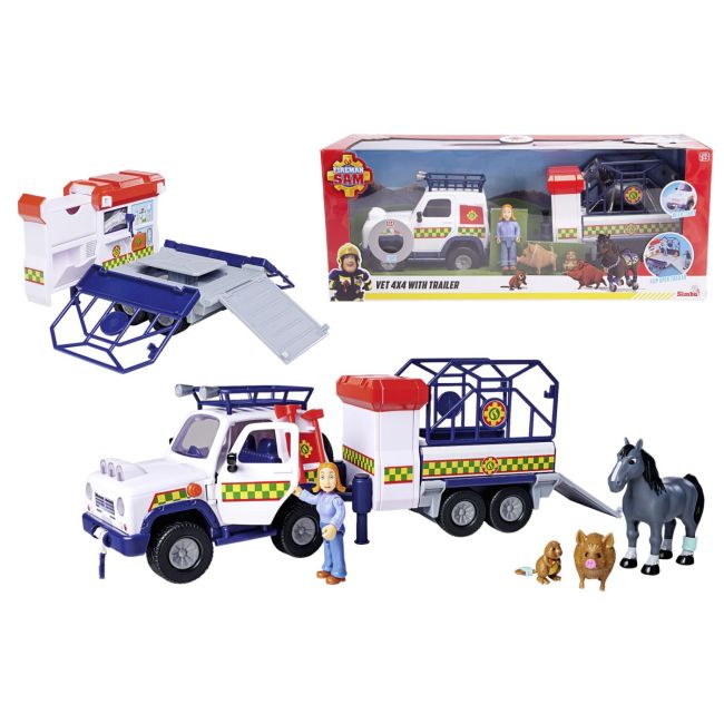 POMPIERUL SAM VEHICUL SALVARE ANIMALE CU FIGURINE SI REMORCA VIV109252624038