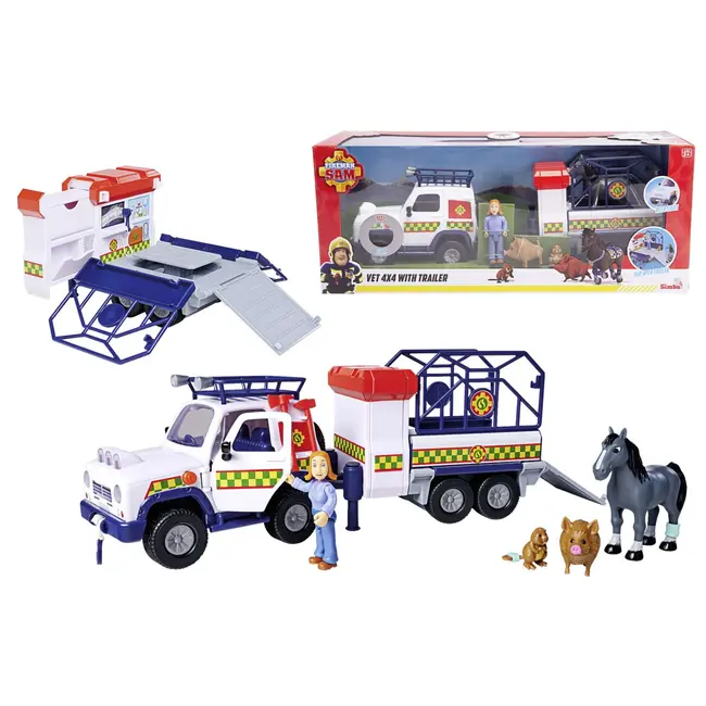 POMPIERUL SAM VEHICUL SALVARE ANIMALE CU FIGURINE SI REMORCA VIV109252624038