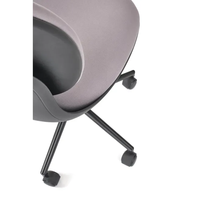 Scaun birou copii HM Orion, stofa, inaltime reglabila, rotire 360 ˚,roti pivotante, cadru polipropilena, 80 kg, negru/gri DRM10601