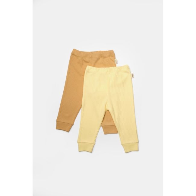 Set 2 pantaloni Bamboo, galben, BabyCosy, 50%bumbac+50% bambus (Marime: 3-6 Luni) JEMBC-CSYB9031-3
