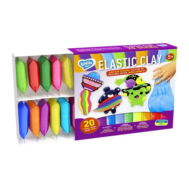 Set de creatie cu argila usoara 20 buc, Lovin - Elastic Clay KRTOK70140