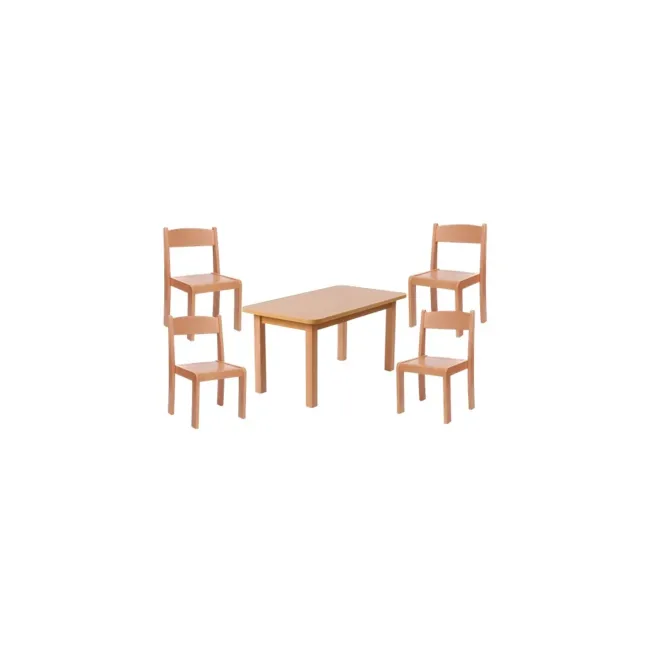 Set masa si 4 scaune gradinita Bambi, H31, natur DRM10099