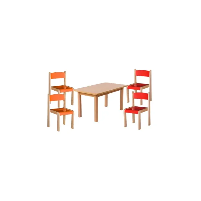 Set masa si 4 scaune gradinita Bambi, H31, rosu/portocaliu DRM10096