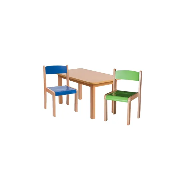 Set masa si 4 scaune gradinita Bambi, H35, albastru/verde DRM10095