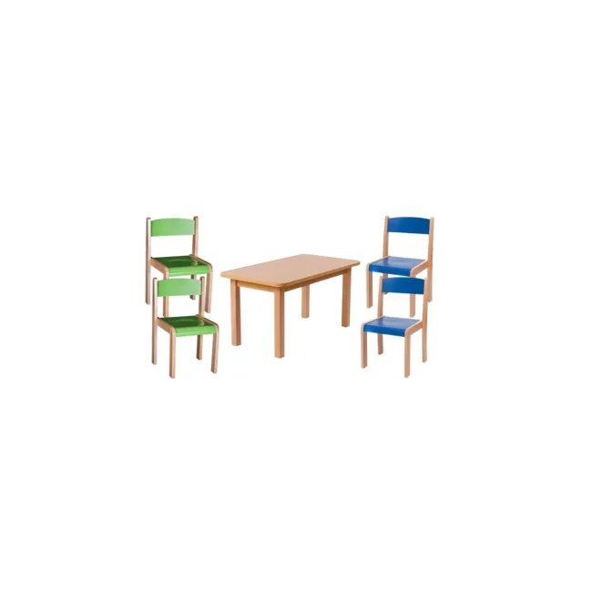 Set masa si 4 scaune gradinita Bambi, H35, albastru/verde DRM10095