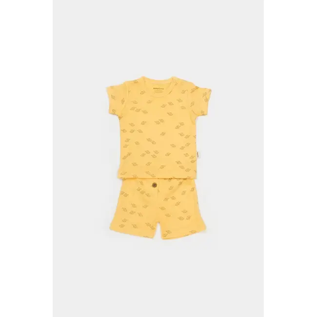 Set tricou cu pantaloni Printed, galben, BabyCosy, 50%bumbac+50% modal (Marime: 6-9 luni) JEMBC-CSYM11702-6