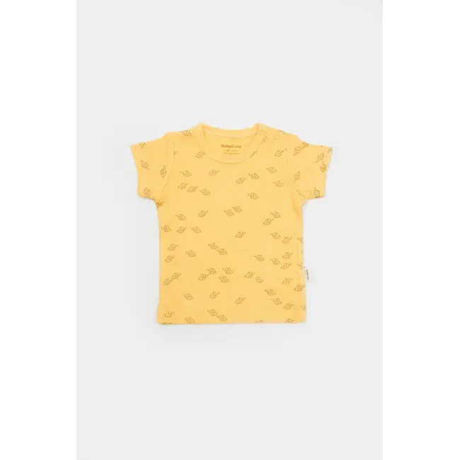 Set tricou cu pantaloni Printed, galben, BabyCosy, 50%bumbac+50% modal (Marime: 9-12 luni) JEMBC-CSYM11702-9