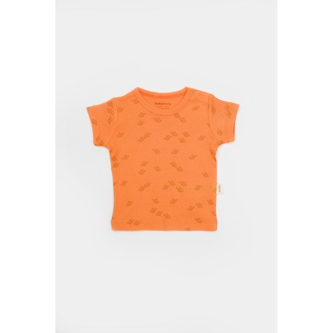 Set tricou cu pantaloni Printed, portocaliu, BabyCosy, 50%bumbac+50% modal (Marime: 12-18 Luni) JEMBC-CSYM11705-12