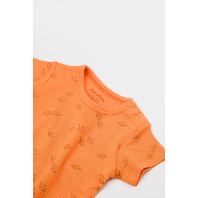 Set tricou cu pantaloni Printed, portocaliu, BabyCosy, 50%bumbac+50% modal (Marime: 6-9 luni) JEMBC-CSYM11705-6