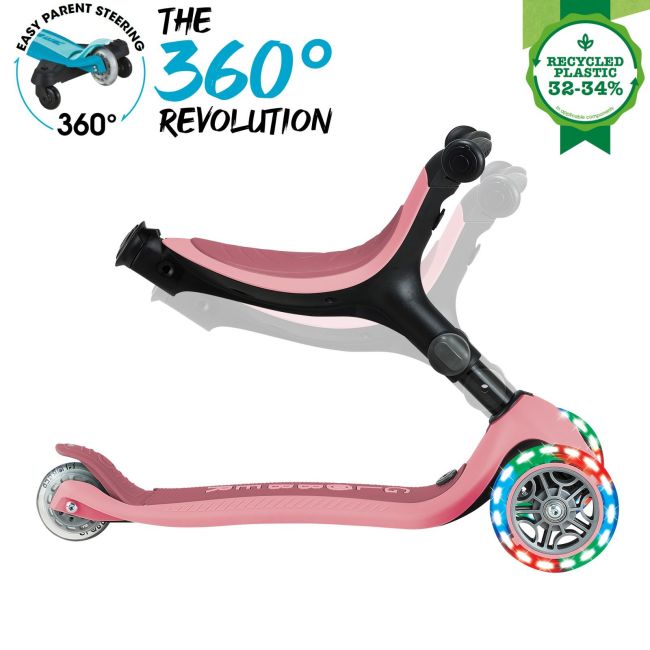 Trotineta Globber Go-Up 3 in 1 Active, Eco, rotire 360, roz pal FUNK749-310