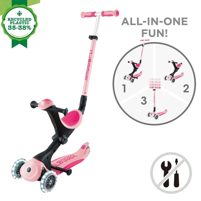 Trotineta Globber Go-Up 4 in 1 Deluxe Lights, ECOLOGIC, roz pal FUNK646-710