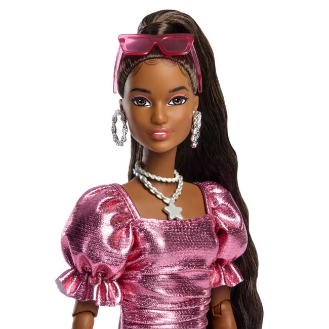 BARBIE DELUXE STYLE PAPUSA BARBIE ROCHIE ROZ METALIZAT CORAL VIVMTJFP41