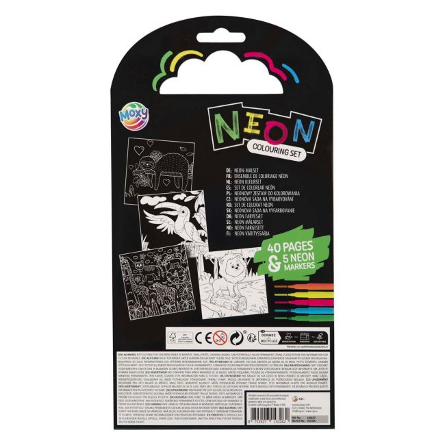 Carte de colorat cu carioci neon - animalute