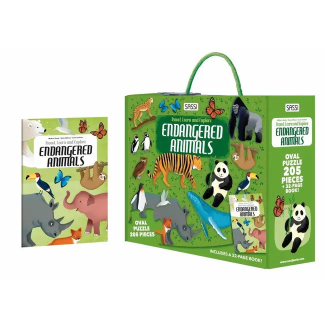 Cunoaste si exploreaza - puzzle animale pe cale de disparitie (205 piese)