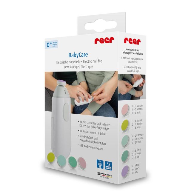Pila electrica de unghii pentru copii si bebelusi, 5 pile diferite, Reer BabyCare 81100