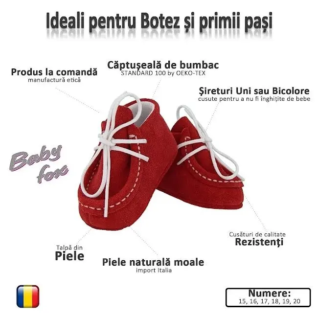 Botosei Mocasini (Culoare nappa: rosu, Marime: 15)