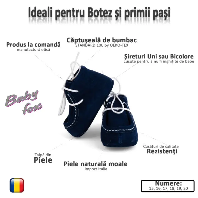 Botosei Mocasini (Marime: 17, Culoare nappa: blu)
