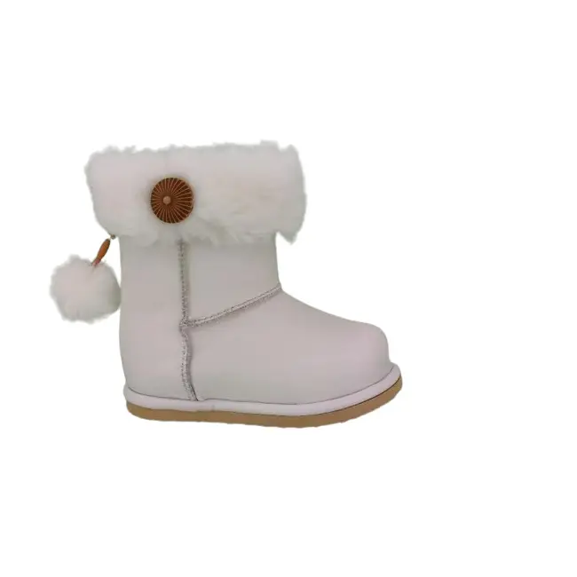 Cizmulite piele, Erika, imblanite, pentru fete (Culoare nappa: Roz, Marime: 22, Decor: Pon-Pon)