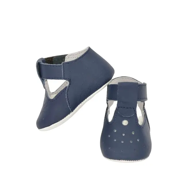 Sandale de botez T-bar (Marime: 18, Culoare nappa: bleumarin)