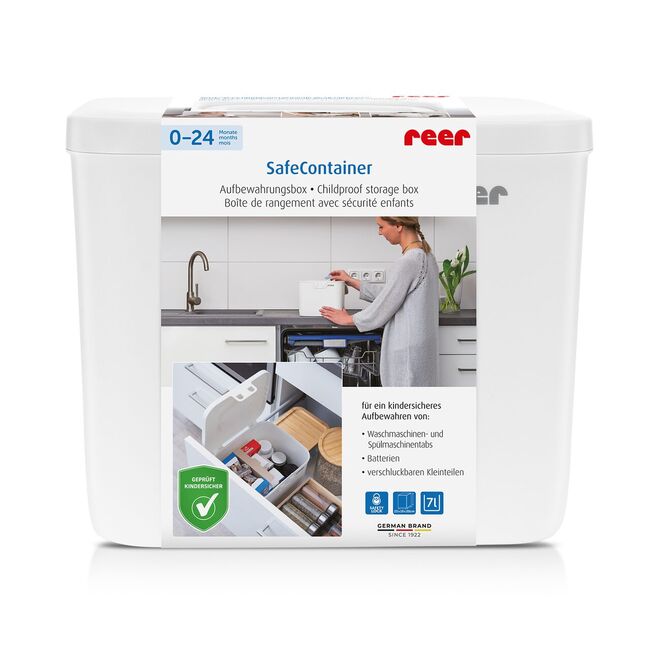 Cutie de depozitare cu sistem de siguranta pentru copii, pana la 24 de luni, Reer SafeContainer 83230