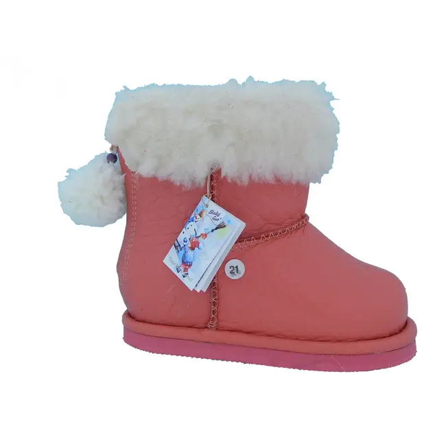 Cizmulite piele, Erika, imblanite, pentru fete (Marime: 20, Culoare nappa: Leopard print, Decor: Pon-Pon)