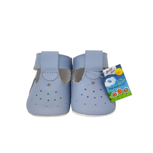 Sandale de botez T-bar (Marime: 17, Culoare nappa: bleumarin)