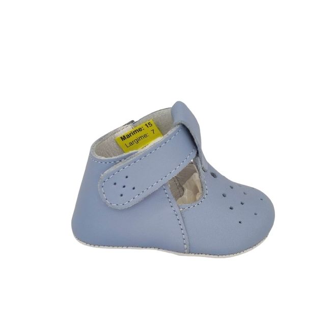 Sandale de botez T-bar (Marime: 17, Culoare nappa: bleumarin)