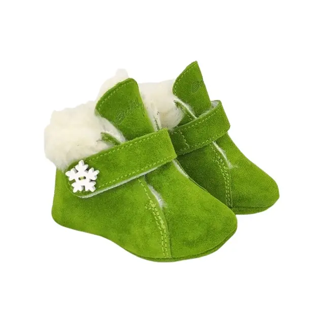Ghetute BIT cu bareta-Imblanite (Marime: 17, Culoare nappa: verde nappa, Decor: Fulg de nea)
