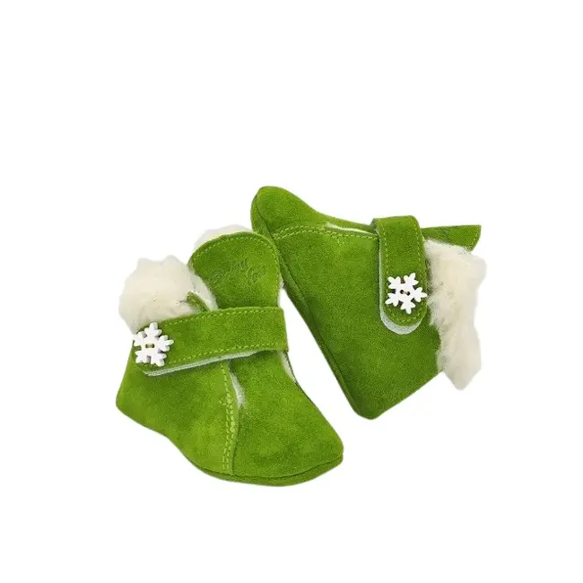 Ghetute BIT cu bareta-Imblanite (Marime: 17, Culoare nappa: verde nappa, Decor: Fulg de nea)