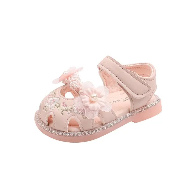 Sandale roz cu flori brodate si perlute pentru fetite &ndash; elegante si confortabile mb2025su56-1-sa48