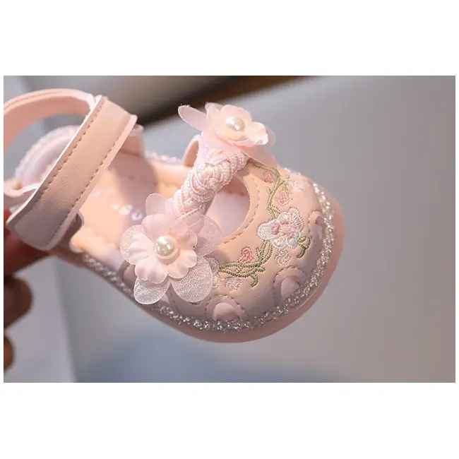 Sandale roz cu flori brodate si perlute pentru fetite &ndash; elegante si confortabile mb2025su56-1-sa48