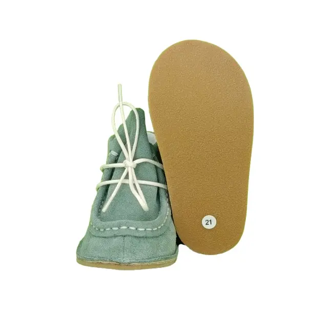 Botosei Mocasini Barefoot (Marime: 18, Culoare velur: Verde Oxide)