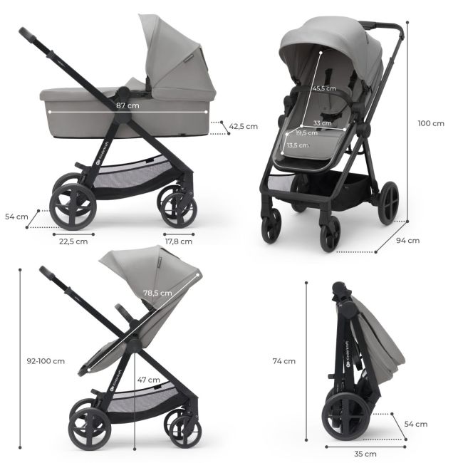 CARUCIOR KINDERKRAFT NEWLY, 3 IN 1, LIGHT GREY VIVKSNEWL00GRY300I