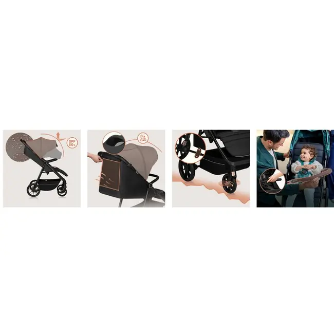 Carucior sport, Lionelo, Mira, Maner reglabil in 5 pozitii, Spatar si suport de picioare reglabile, Plasa de tantari si suport biberon incluse, Pana la 22 kg, 6 luni+, Conform cu EN1888-1, EN1888-2, Testare SGS, Bej BYNLO-MIRA_BEIGE_SAND