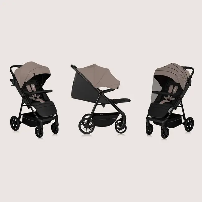 Carucior sport, Lionelo, Mira, Maner reglabil in 5 pozitii, Spatar si suport de picioare reglabile, Plasa de tantari si suport biberon incluse, Pana la 22 kg, 6 luni+, Conform cu EN1888-1, EN1888-2, Testare SGS, Bej BYNLO-MIRA_BEIGE_SAND