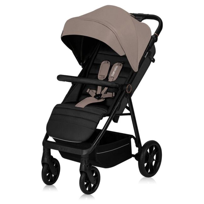 Carucior sport, Lionelo, Mira, Maner reglabil in 5 pozitii, Spatar si suport de picioare reglabile, Plasa de tantari si suport biberon incluse, Pana la 22 kg, 6 luni+, Conform cu EN1888-1, EN1888-2, Testare SGS, Bej BYNLO-MIRA_BEIGE_SAND