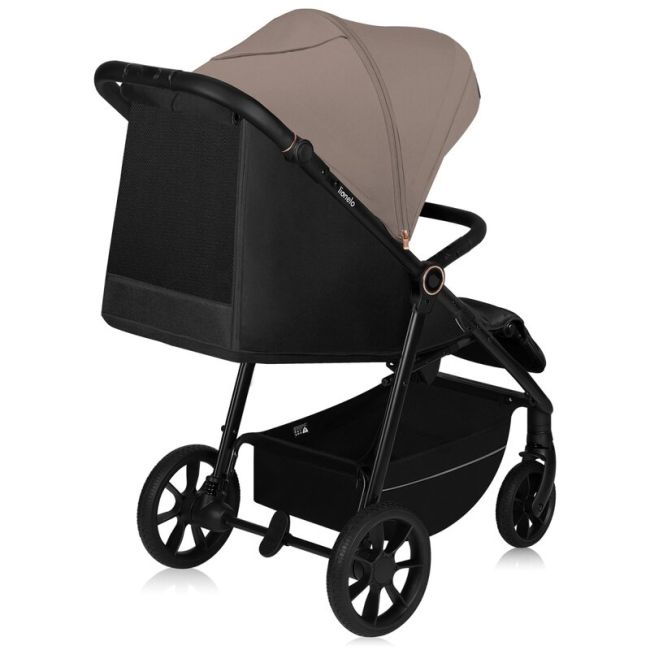 Carucior sport, Lionelo, Mira, Maner reglabil in 5 pozitii, Spatar si suport de picioare reglabile, Plasa de tantari si suport biberon incluse, Pana la 22 kg, 6 luni+, Conform cu EN1888-1, EN1888-2, Testare SGS, Bej BYNLO-MIRA_BEIGE_SAND