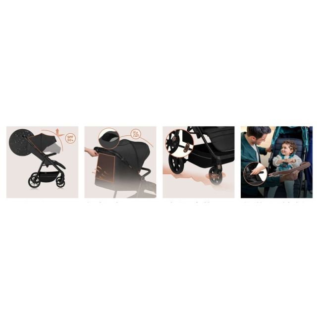 Carucior sport, Lionelo, Mira, Maner reglabil in 5 pozitii, Spatar si suport de picioare reglabile, Plasa de tantari si suport biberon incluse, Pana la 22 kg, 6 luni+, Conform cu EN1888-1, EN1888-2, Testare SGS, Gri BYNLO-MIRA_GREY_GRAPHITE