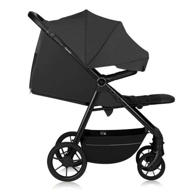 Carucior sport, Lionelo, Mira, Maner reglabil in 5 pozitii, Spatar si suport de picioare reglabile, Plasa de tantari si suport biberon incluse, Pana la 22 kg, 6 luni+, Conform cu EN1888-1, EN1888-2, Testare SGS, Gri BYNLO-MIRA_GREY_GRAPHITE