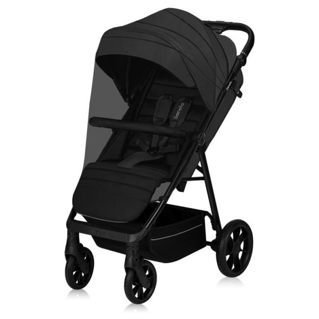 Carucior sport, Lionelo, Mira, Maner reglabil in 5 pozitii, Spatar si suport de picioare reglabile, Plasa de tantari si suport biberon incluse, Pana la 22 kg, 6 luni+, Conform cu EN1888-1, EN1888-2, Testare SGS, Gri BYNLO-MIRA_GREY_GRAPHITE