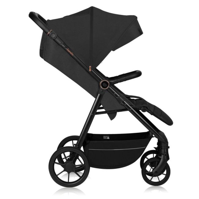Carucior sport, Lionelo, Mira, Maner reglabil in 5 pozitii, Spatar si suport de picioare reglabile, Plasa de tantari si suport biberon incluse, Pana la 22 kg, 6 luni+, Conform cu EN1888-1, EN1888-2, Testare SGS, Negru BYNLO-MIRA_BLACK_ONYX