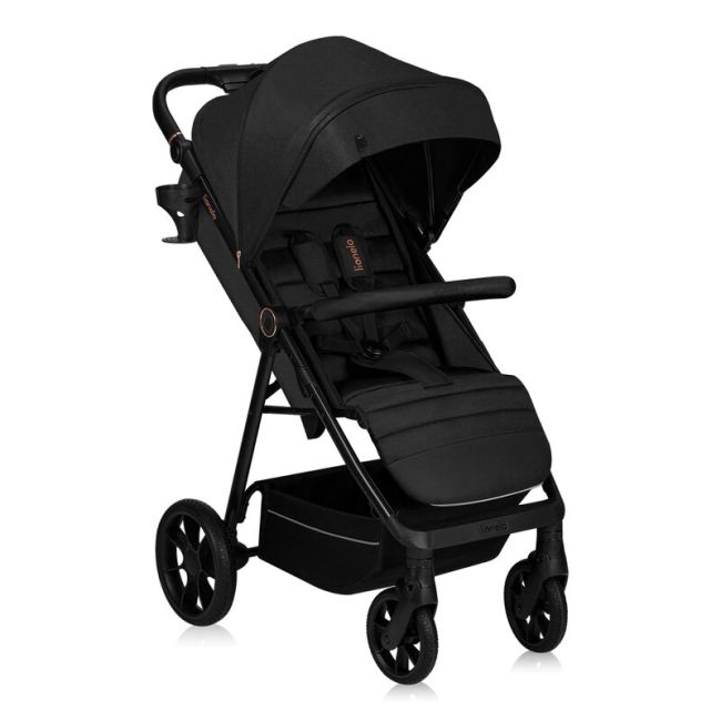 Carucior sport, Lionelo, Mira, Maner reglabil in 5 pozitii, Spatar si suport de picioare reglabile, Plasa de tantari si suport biberon incluse, Pana la 22 kg, 6 luni+, Conform cu EN1888-1, EN1888-2, Testare SGS, Negru BYNLO-MIRA_BLACK_ONYX