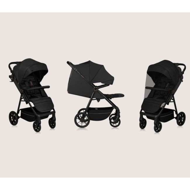 Carucior sport, Lionelo, Mira, Maner reglabil in 5 pozitii, Spatar si suport de picioare reglabile, Plasa de tantari si suport biberon incluse, Pana la 22 kg, 6 luni+, Conform cu EN1888-1, EN1888-2, Testare SGS, Negru BYNLO-MIRA_BLACK_ONYX