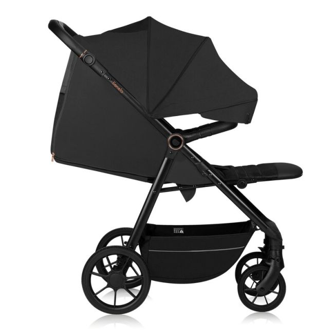 Carucior sport, Lionelo, Mira, Maner reglabil in 5 pozitii, Spatar si suport de picioare reglabile, Plasa de tantari si suport biberon incluse, Pana la 22 kg, 6 luni+, Conform cu EN1888-1, EN1888-2, Testare SGS, Negru BYNLO-MIRA_BLACK_ONYX