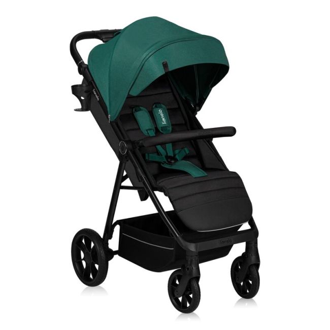 Carucior sport, Lionelo, Mira, Maner reglabil in 5 pozitii, Spatar si suport de picioare reglabile, Plasa de tantari si suport biberon incluse, Pana la 22 kg, 6 luni+, Conform cu EN1888-1, EN1888-2, Testare SGS, Verde BYNLO-MIRA_GREEN_EMERALD