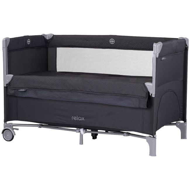 Patut pliabil chipolino relax anthracite linen cu laterala culisanta hubkosire251an