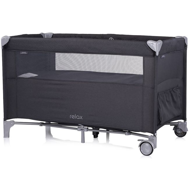 Patut pliabil chipolino relax anthracite linen cu laterala culisanta hubkosire251an